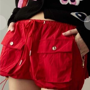 NWT $295 Cynthia Rowley Vibrant Red Women's Cargo Shorts
